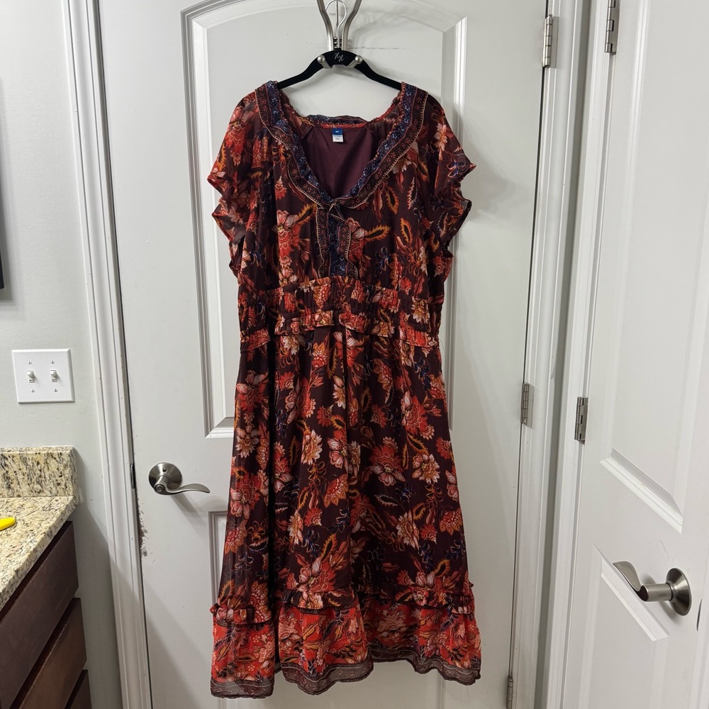 Old Navy Flutter-Sleeve Midi Dress - Size 2X - Picture 2 of 5